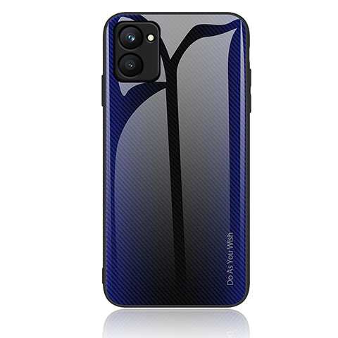 Coque Rebord Contour Silicone et Vitre Miroir Housse Etui Degrade Arc en Ciel JM2 pour Realme C33 (2023) Bleu Royal