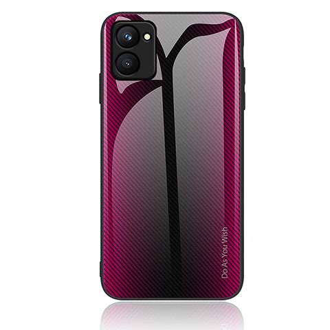 Coque Rebord Contour Silicone et Vitre Miroir Housse Etui Degrade Arc en Ciel JM2 pour Realme C33 (2023) Rose Rouge