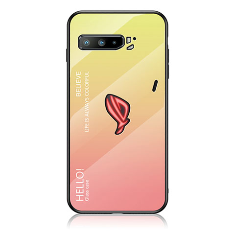 Coque Rebord Contour Silicone et Vitre Miroir Housse Etui Degrade Arc en Ciel LS1 pour Asus ROG Phone 3 Strix ZS661KS Jaune