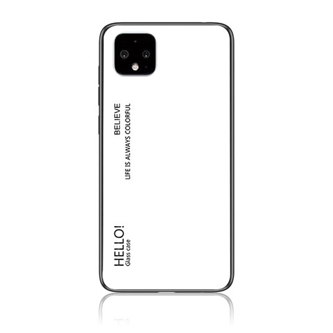 Coque Rebord Contour Silicone et Vitre Miroir Housse Etui Degrade Arc en Ciel LS1 pour Google Pixel 4 Blanc