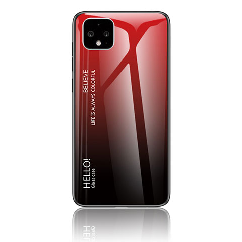 Coque Rebord Contour Silicone et Vitre Miroir Housse Etui Degrade Arc en Ciel LS1 pour Google Pixel 4 XL Rouge