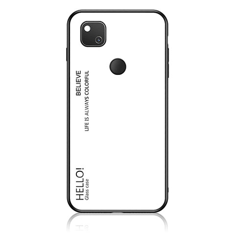 Coque Rebord Contour Silicone et Vitre Miroir Housse Etui Degrade Arc en Ciel LS1 pour Google Pixel 4a Blanc