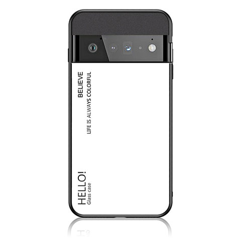 Coque Rebord Contour Silicone et Vitre Miroir Housse Etui Degrade Arc en Ciel LS1 pour Google Pixel 6 Pro 5G Blanc