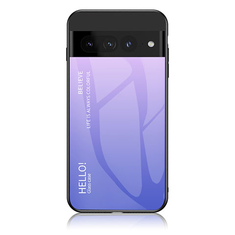 Coque Rebord Contour Silicone et Vitre Miroir Housse Etui Degrade Arc en Ciel LS1 pour Google Pixel 7 Pro 5G Violet Clair