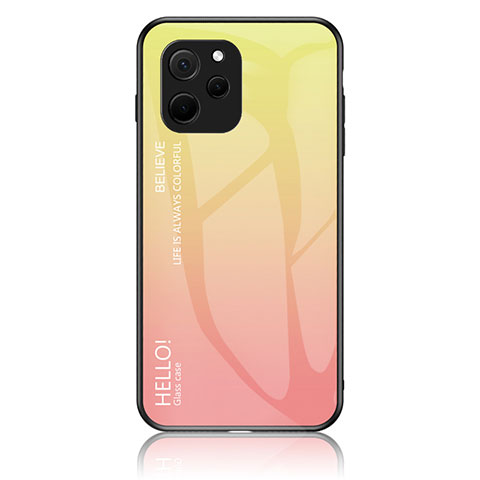 Coque Rebord Contour Silicone et Vitre Miroir Housse Etui Degrade Arc en Ciel LS1 pour Huawei Enjoy 50z Jaune