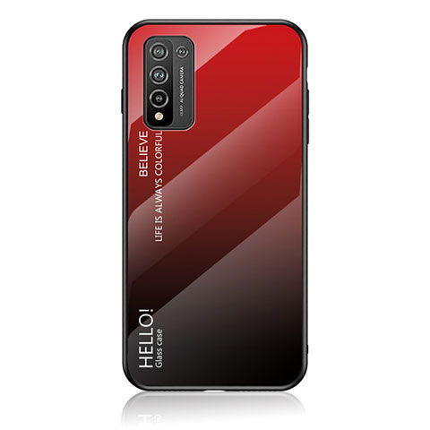 Coque Rebord Contour Silicone et Vitre Miroir Housse Etui Degrade Arc en Ciel LS1 pour Huawei Honor 10X Lite Rouge