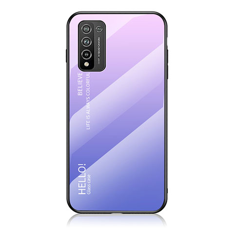 Coque Rebord Contour Silicone et Vitre Miroir Housse Etui Degrade Arc en Ciel LS1 pour Huawei Honor 10X Lite Violet Clair