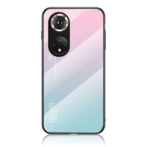 Coque Rebord Contour Silicone et Vitre Miroir Housse Etui Degrade Arc en Ciel LS1 pour Huawei Honor 50 Pro 5G Cyan