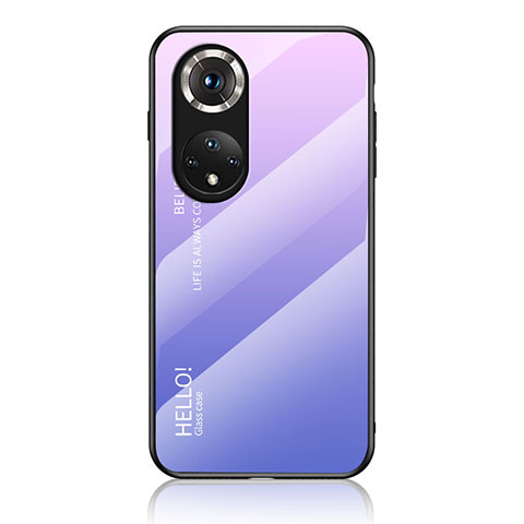 Coque Rebord Contour Silicone et Vitre Miroir Housse Etui Degrade Arc en Ciel LS1 pour Huawei Honor 50 Pro 5G Violet Clair