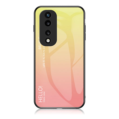 Coque Rebord Contour Silicone et Vitre Miroir Housse Etui Degrade Arc en Ciel LS1 pour Huawei Honor 70 Pro 5G Jaune