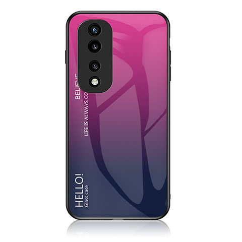 Coque Rebord Contour Silicone et Vitre Miroir Housse Etui Degrade Arc en Ciel LS1 pour Huawei Honor 70 Pro 5G Rose Rouge