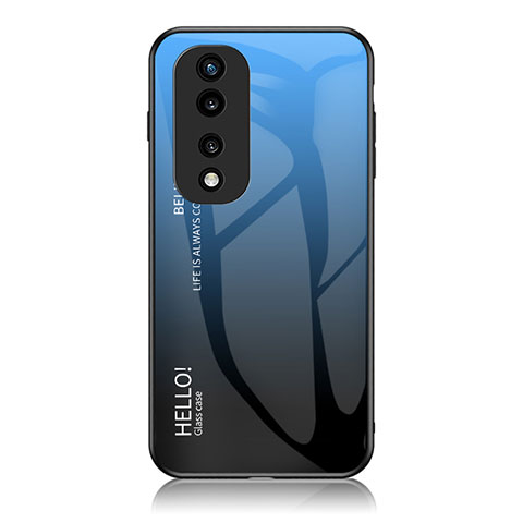 Coque Rebord Contour Silicone et Vitre Miroir Housse Etui Degrade Arc en Ciel LS1 pour Huawei Honor 70 Pro+ Plus 5G Bleu