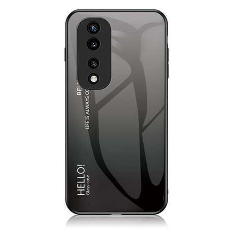 Coque Rebord Contour Silicone et Vitre Miroir Housse Etui Degrade Arc en Ciel LS1 pour Huawei Honor 70 Pro+ Plus 5G Gris Fonce