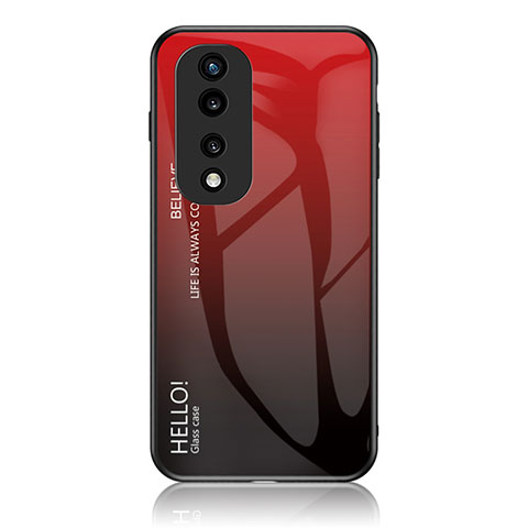 Coque Rebord Contour Silicone et Vitre Miroir Housse Etui Degrade Arc en Ciel LS1 pour Huawei Honor 70 Pro+ Plus 5G Rouge