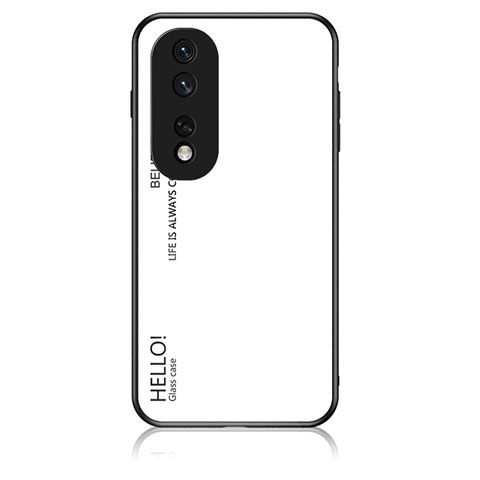 Coque Rebord Contour Silicone et Vitre Miroir Housse Etui Degrade Arc en Ciel LS1 pour Huawei Honor 80 Pro 5G Blanc