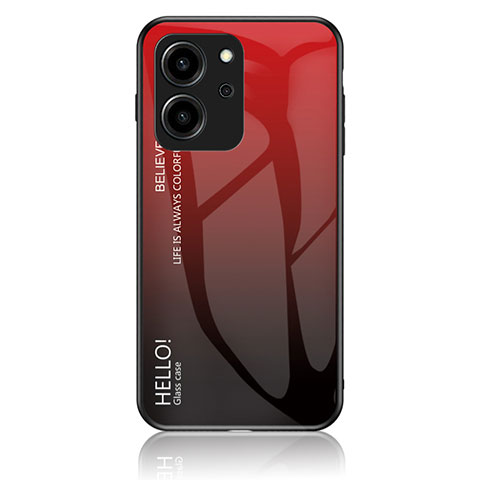 Coque Rebord Contour Silicone et Vitre Miroir Housse Etui Degrade Arc en Ciel LS1 pour Huawei Honor 80 SE 5G Rouge