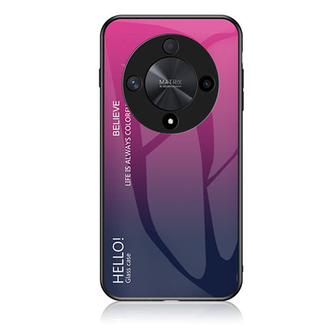 Coque Rebord Contour Silicone et Vitre Miroir Housse Etui Degrade Arc en Ciel LS1 pour Huawei Honor Magic6 Lite 5G Rose Rouge