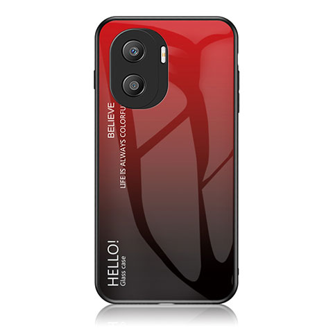 Coque Rebord Contour Silicone et Vitre Miroir Housse Etui Degrade Arc en Ciel LS1 pour Huawei Honor X40i 5G Rouge