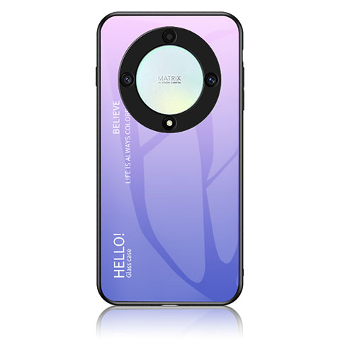 Coque Rebord Contour Silicone et Vitre Miroir Housse Etui Degrade Arc en Ciel LS1 pour Huawei Honor X9a 5G Violet Clair