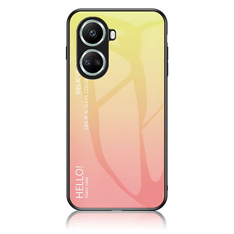 Coque Rebord Contour Silicone et Vitre Miroir Housse Etui Degrade Arc en Ciel LS1 pour Huawei Nova 10 SE Jaune