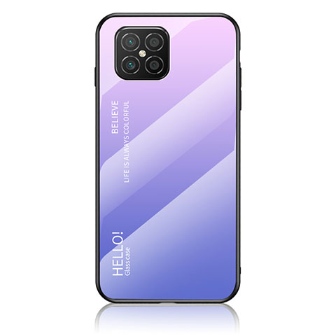 Coque Rebord Contour Silicone et Vitre Miroir Housse Etui Degrade Arc en Ciel LS1 pour Huawei Nova 8 SE 4G Violet Clair