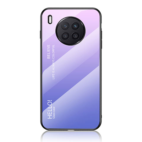 Coque Rebord Contour Silicone et Vitre Miroir Housse Etui Degrade Arc en Ciel LS1 pour Huawei Nova 8i Violet Clair