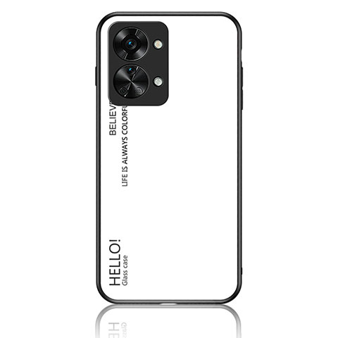 Coque Rebord Contour Silicone et Vitre Miroir Housse Etui Degrade Arc en Ciel LS1 pour OnePlus Nord 2T 5G Blanc