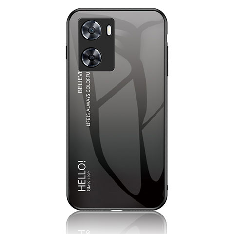 Coque Rebord Contour Silicone et Vitre Miroir Housse Etui Degrade Arc en Ciel LS1 pour OnePlus Nord N20 SE Gris Fonce