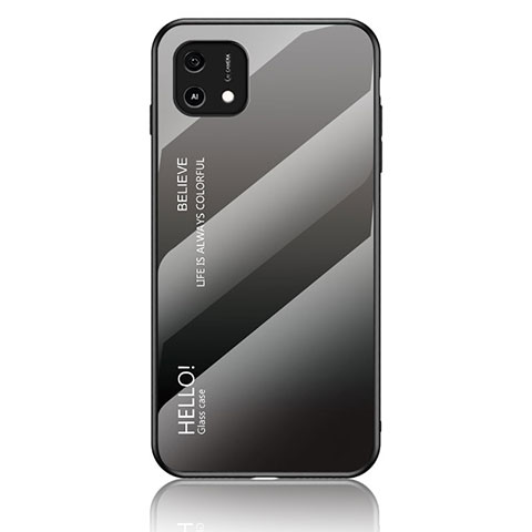 Coque Rebord Contour Silicone et Vitre Miroir Housse Etui Degrade Arc en Ciel LS1 pour Oppo A16e Gris Fonce