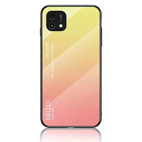 Coque Rebord Contour Silicone et Vitre Miroir Housse Etui Degrade Arc en Ciel LS1 pour Oppo A16e Jaune