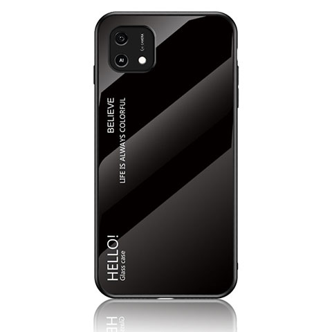 Coque Rebord Contour Silicone et Vitre Miroir Housse Etui Degrade Arc en Ciel LS1 pour Oppo A16K Noir