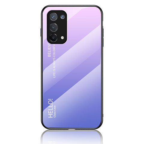 Coque Rebord Contour Silicone et Vitre Miroir Housse Etui Degrade Arc en Ciel LS1 pour Oppo A54 5G Violet Clair