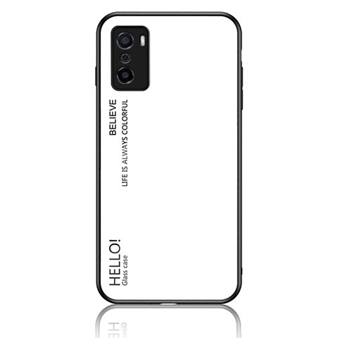 Coque Rebord Contour Silicone et Vitre Miroir Housse Etui Degrade Arc en Ciel LS1 pour Oppo A55S 5G Blanc