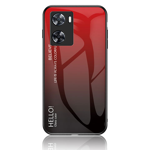 Coque Rebord Contour Silicone et Vitre Miroir Housse Etui Degrade Arc en Ciel LS1 pour Oppo A57s Rouge