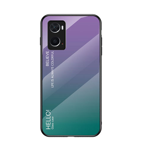 Coque Rebord Contour Silicone et Vitre Miroir Housse Etui Degrade Arc en Ciel LS1 pour Oppo A76 Mixte