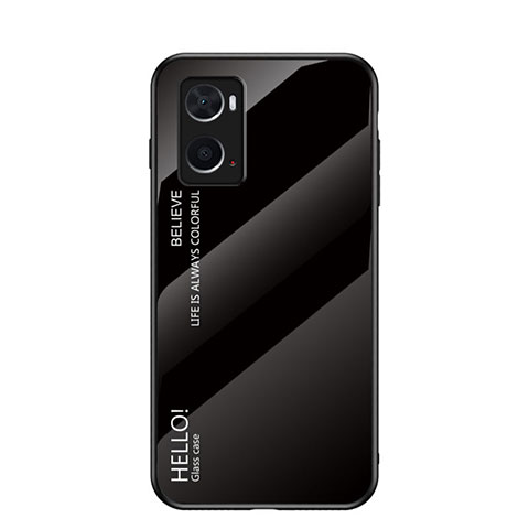 Coque Rebord Contour Silicone et Vitre Miroir Housse Etui Degrade Arc en Ciel LS1 pour Oppo A76 Noir