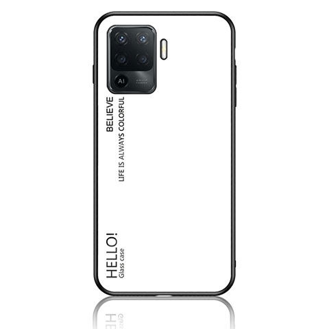 Coque Rebord Contour Silicone et Vitre Miroir Housse Etui Degrade Arc en Ciel LS1 pour Oppo A94 4G Blanc