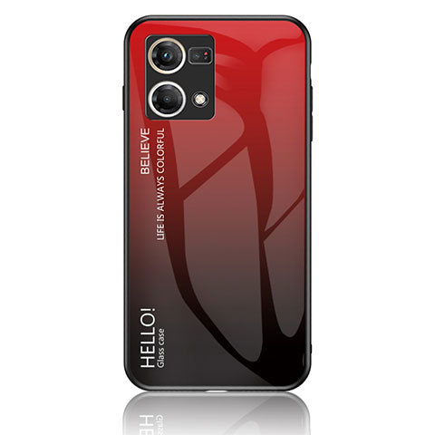 Coque Rebord Contour Silicone et Vitre Miroir Housse Etui Degrade Arc en Ciel LS1 pour Oppo F21 Pro 4G Rouge