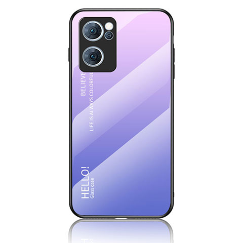 Coque Rebord Contour Silicone et Vitre Miroir Housse Etui Degrade Arc en Ciel LS1 pour Oppo Find X5 Lite 5G Violet Clair