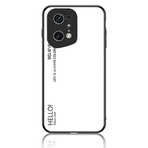 Coque Rebord Contour Silicone et Vitre Miroir Housse Etui Degrade Arc en Ciel LS1 pour Oppo Find X5 Pro 5G Blanc