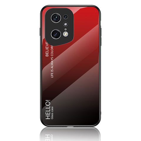 Coque Rebord Contour Silicone et Vitre Miroir Housse Etui Degrade Arc en Ciel LS1 pour Oppo Find X5 Pro 5G Rouge