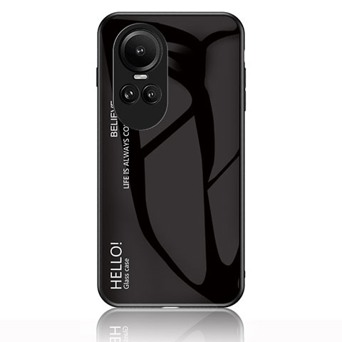 Coque Rebord Contour Silicone et Vitre Miroir Housse Etui Degrade Arc en Ciel LS1 pour Oppo Reno10 Pro 5G Noir