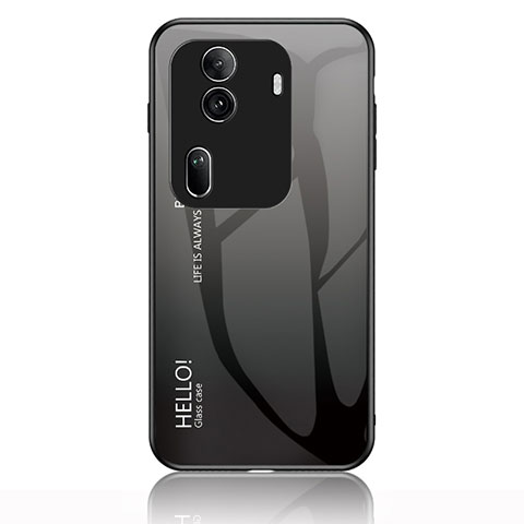 Coque Rebord Contour Silicone et Vitre Miroir Housse Etui Degrade Arc en Ciel LS1 pour Oppo Reno11 Pro 5G Gris Fonce