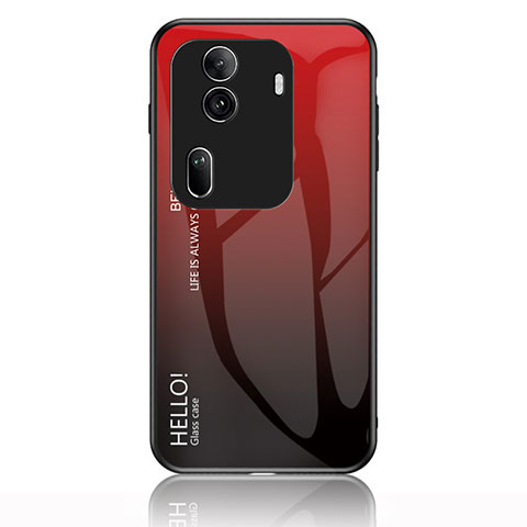 Coque Rebord Contour Silicone et Vitre Miroir Housse Etui Degrade Arc en Ciel LS1 pour Oppo Reno11 Pro 5G Rouge