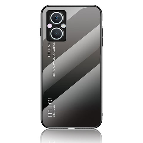 Coque Rebord Contour Silicone et Vitre Miroir Housse Etui Degrade Arc en Ciel LS1 pour Oppo Reno7 Lite 5G Gris Fonce