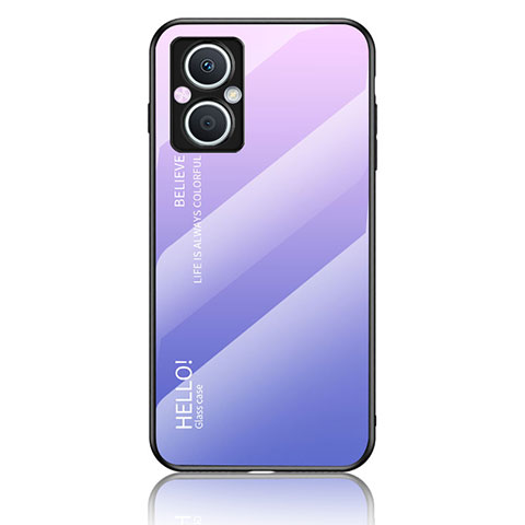 Coque Rebord Contour Silicone et Vitre Miroir Housse Etui Degrade Arc en Ciel LS1 pour Oppo Reno7 Lite 5G Violet Clair