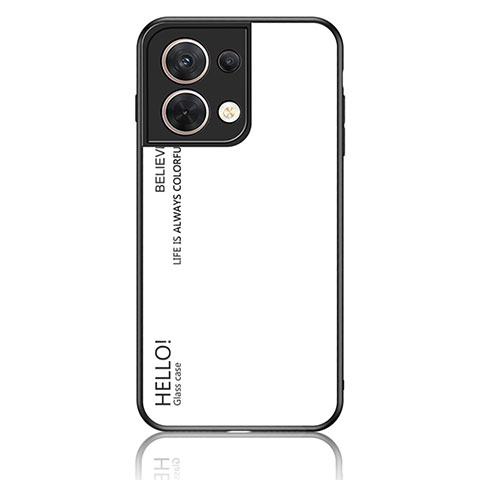 Coque Rebord Contour Silicone et Vitre Miroir Housse Etui Degrade Arc en Ciel LS1 pour Oppo Reno8 5G Blanc