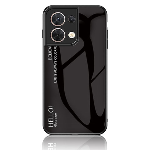 Coque Rebord Contour Silicone et Vitre Miroir Housse Etui Degrade Arc en Ciel LS1 pour Oppo Reno8 5G Noir