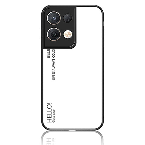 Coque Rebord Contour Silicone et Vitre Miroir Housse Etui Degrade Arc en Ciel LS1 pour Oppo Reno8 Pro 5G Blanc