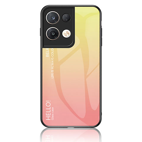 Coque Rebord Contour Silicone et Vitre Miroir Housse Etui Degrade Arc en Ciel LS1 pour Oppo Reno8 Pro 5G Jaune